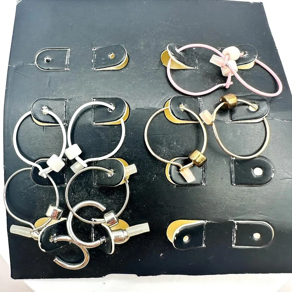 Vintage 90s Hoop Earrings Set‎ Glass Bead Classic Boho Fashion Women's Jewelry